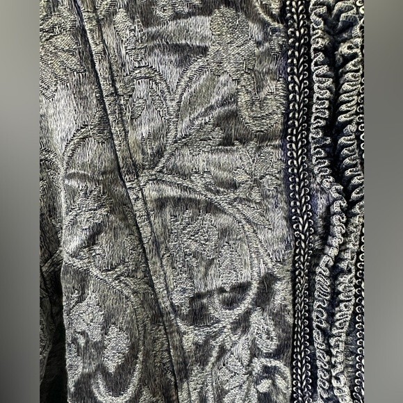 Coldwater Creek Shiny Border Trim Jacquard Brocade Tapestry Open Jacket Petite L - Picture 5 of 6